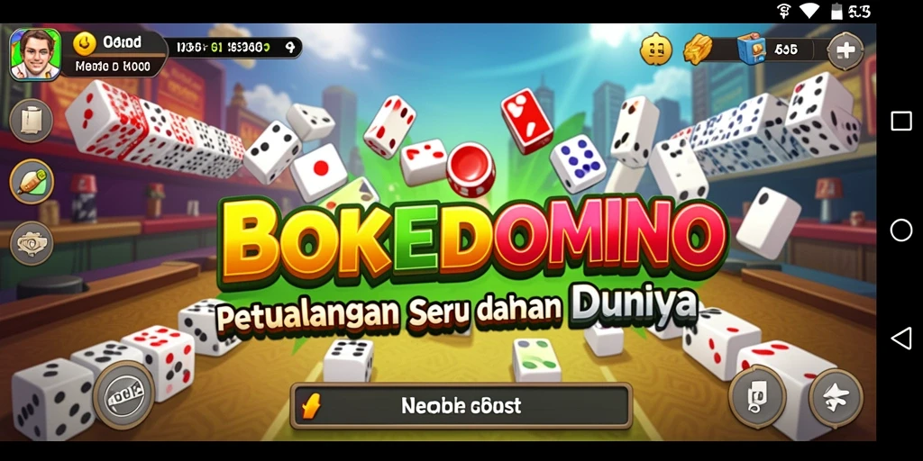 Tampilan gameplay BOKEDOMINO yang seru dan penuh tantangan.