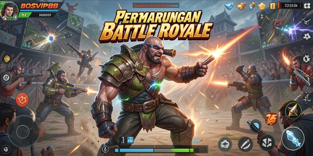 Screenshot gameplay BOSVIP88 yang menampilkan aksi Battle Royale seru.