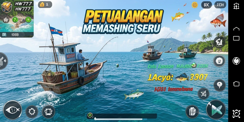 Tampilan gameplay HW777 yang memukau dengan ikan-ikan beragam.