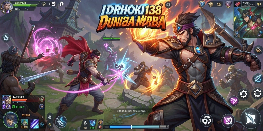 Tangkapan layar <strong>IDRHOKI138</strong> menunjukkan aksi pertarungan seru di arena MOBA.