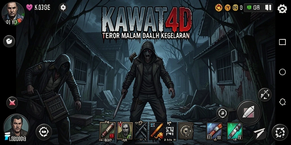 Screenshot menampilkan aksi menegangkan dalam KAWAT4D yang menghantui.