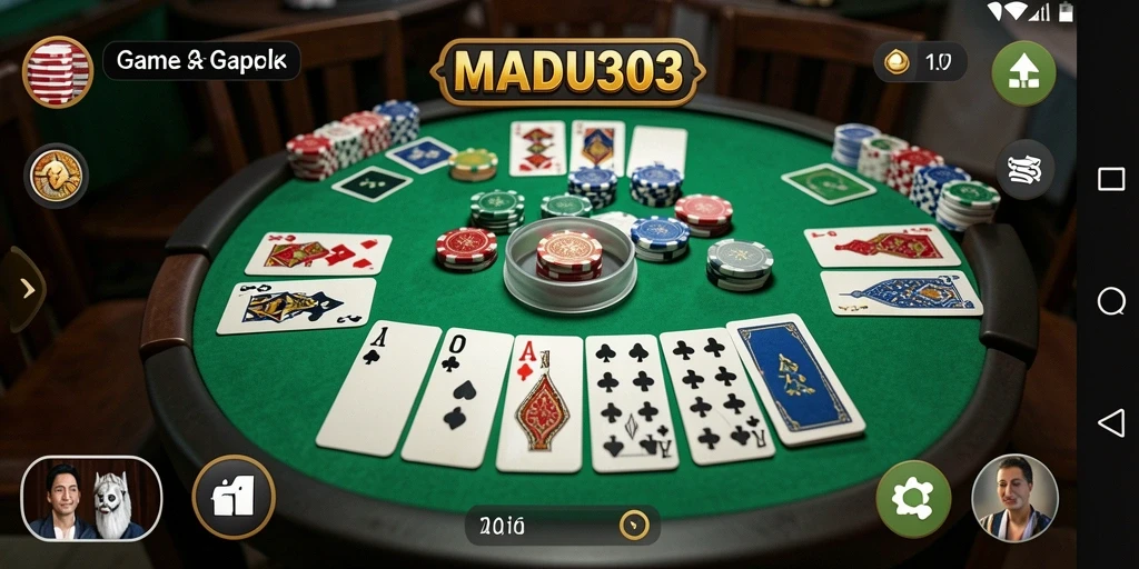 Screenshot gameplay MADU303 yang menunjukkan keseruan bermain Gaple.