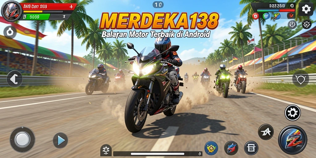 Gameplay balapan motor yang seru dan mendebarkan.