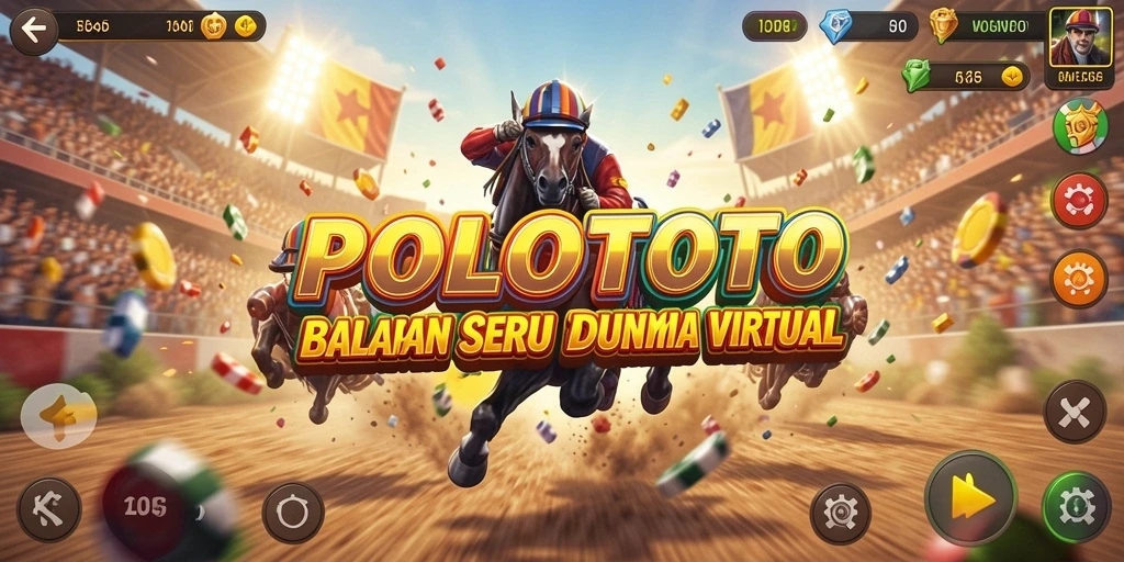 Tangkapan layar POLOTOTO yang menunjukkan aksi balapan yang mendebarkan.
